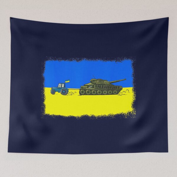Item preview, Ukrainian Tractor Pulling Tank - Ukrainian Tractor Pulling Tank with Ukraine Flag - Zelensky Green            (1) designed and sold by Hsiesofa.