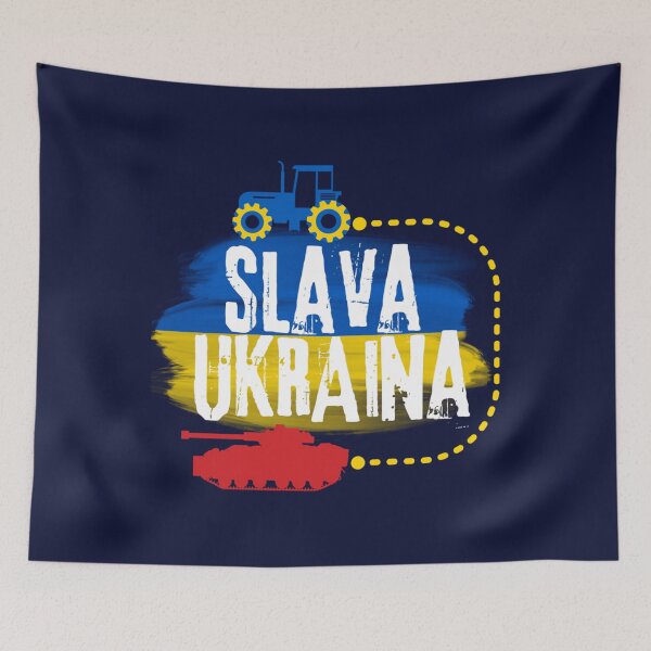 Item preview, Ukrainian Tractor pulling tank with ukraine flag Slava Ukraina   designed and sold by Hsiesofa.
