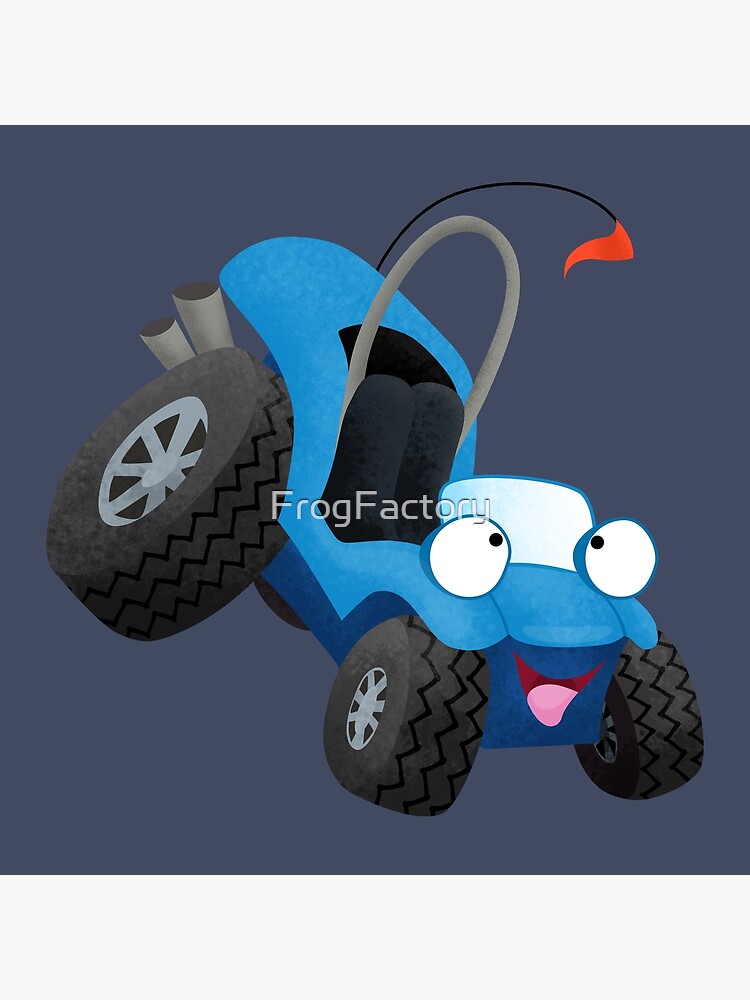 Cute blue monster truck cartoon illustration