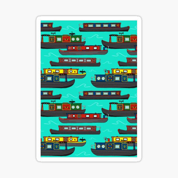 Item preview, Canal Narrowboats and Barges Pattern designed and sold by HotHibiscus.