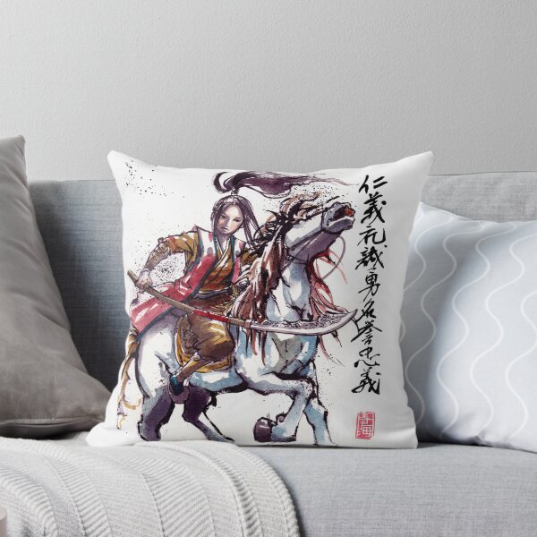 Artikelvorschau, Weibliche Samurai mit Naginata auf Pferd japanische Kalligraphie entworfen und verkauft von Mycks.