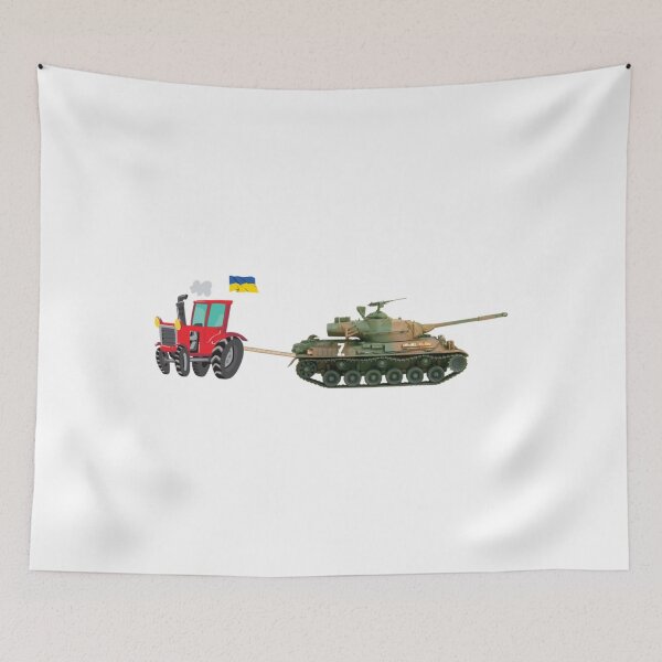 Item preview, ukrainian tractor pulling tank with ukraine flag    designed and sold by Hsiesofa.