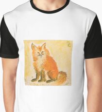Bushy Watercolor Fox Graphic T-Shirt