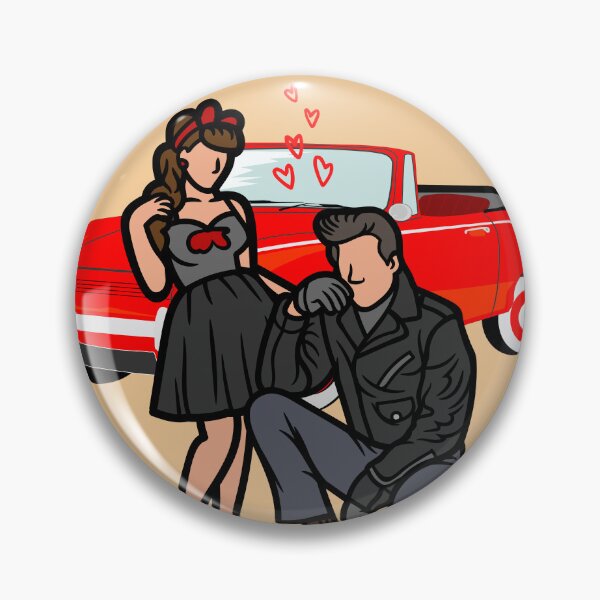 Item preview, Retro Rockabilly couple and vintage car designed and sold by MamaNeeaDesigns.