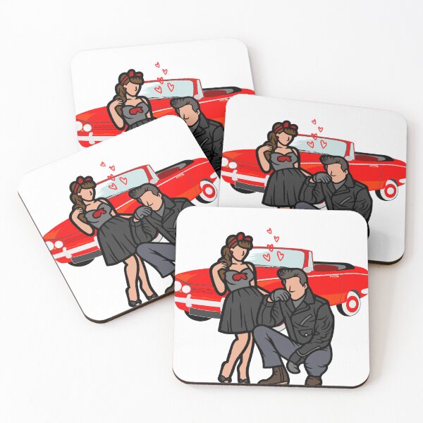Item preview, Retro Rockabilly couple and vintage car designed and sold by MamaNeeaDesigns.