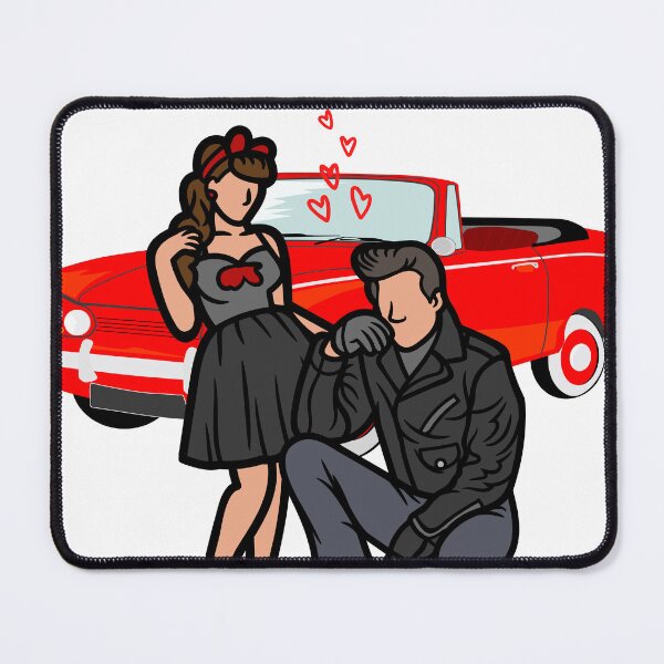 Item preview, Retro Rockabilly couple and vintage car designed and sold by MamaNeeaDesigns.