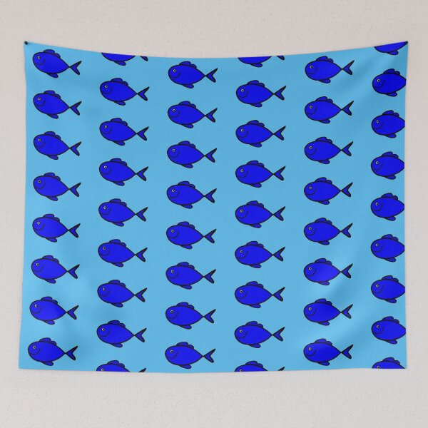 Item preview, Ocean Sea Nautical Theme Cute Smiling Blue Fish Cartoon Illustration designed and sold by wenjunior.