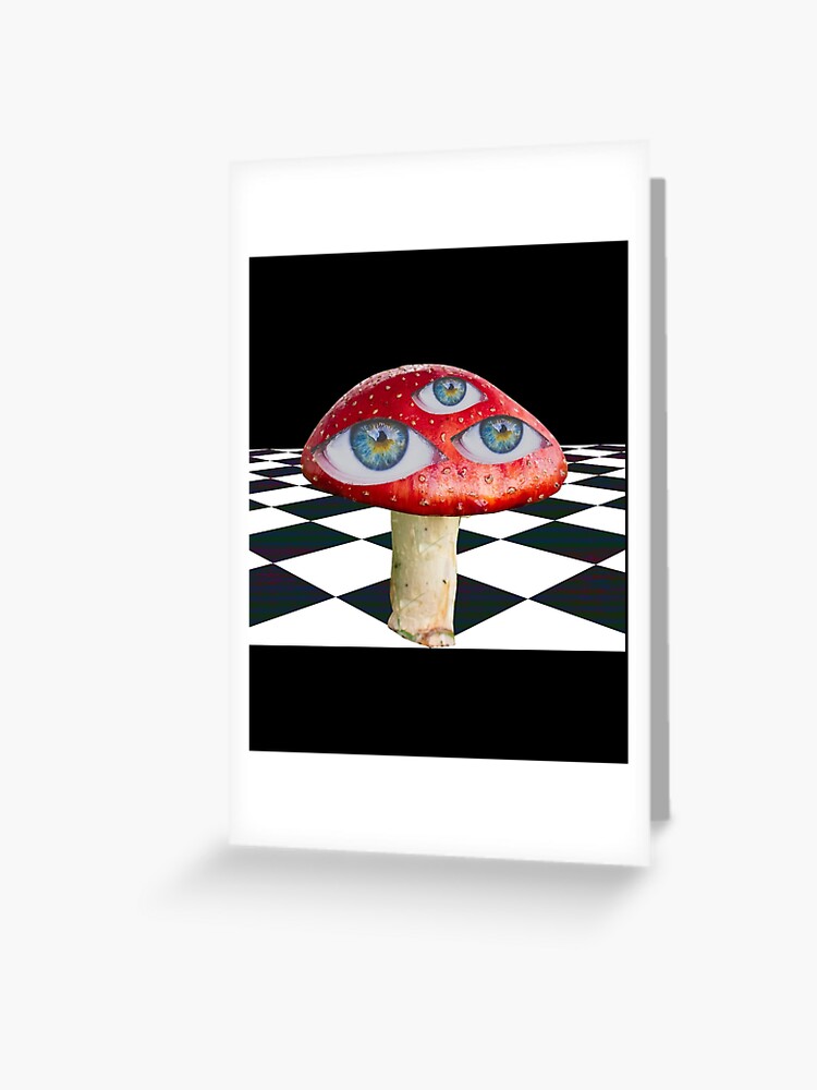 Dreamcore Weirdcore Aesthetics Mushroom Eyes Checker Floor V2 | Greeting  Card