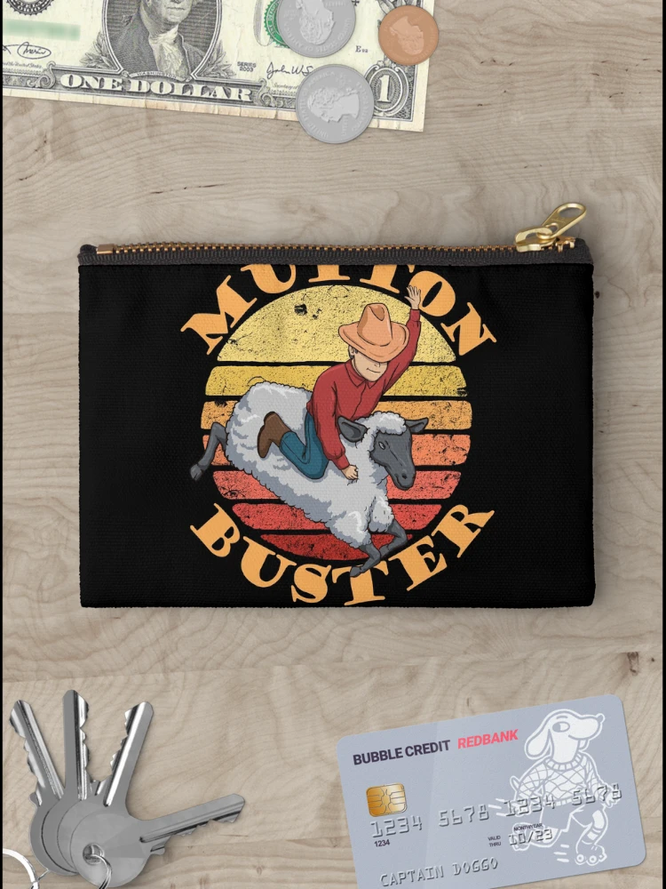 Thumbnail 3 of 4, Zipper Pouch, Mutton Buster Retro Rodeo State Fair Kids Sheep Riding Gear designed and sold by DynamicDesign.