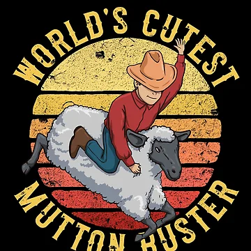 Imagen de la obra World's Cutest Mutton Buster Retro Rodeo Kids Sheep Riding Gear de DynamicDesign