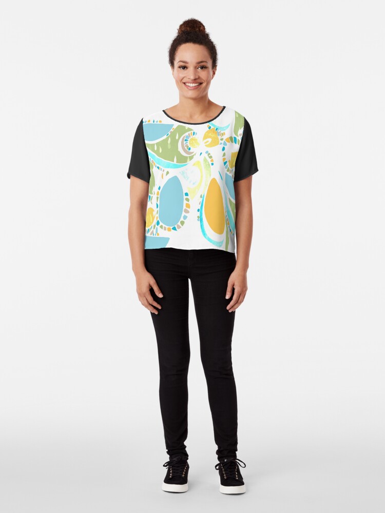 Alternate view of Tropical Bird Abstract Pattern  Chiffon Top