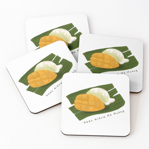 Item preview, Mango sticky rice on banana leaf in Thai, khao niew mamuang designed and sold by PearlEleven.