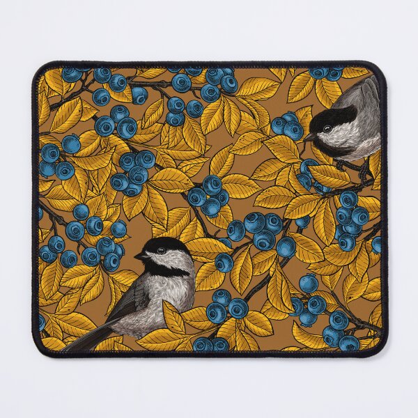 Item preview, Chickadee birds on blueberry branches designed and sold by Katerina Mitkova Kirilova.