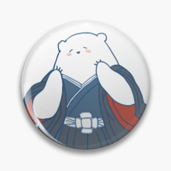 Item preview, Gonmi The Chubby Polarbear with mania , laziness and undone work / Japanese Yukata Kimono  designed and sold by MyFairyAndGonmi.