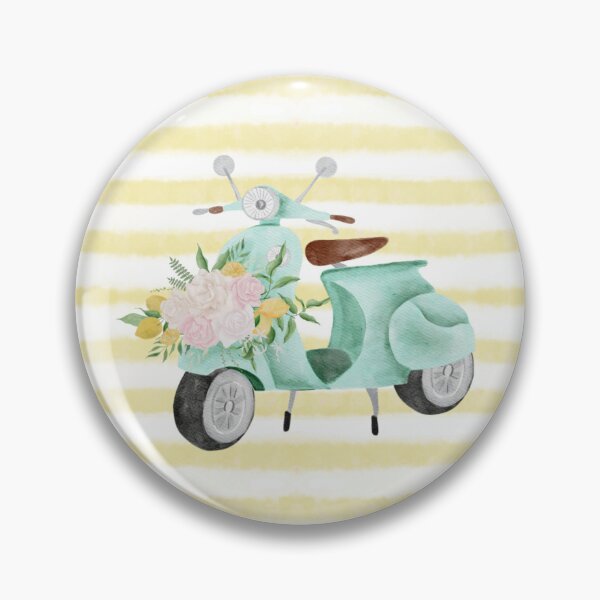 Item preview, Summer Yellow & Floral Stripe With Scooter From The Nassau Bahamas Collection designed and sold by twigandmeadow.