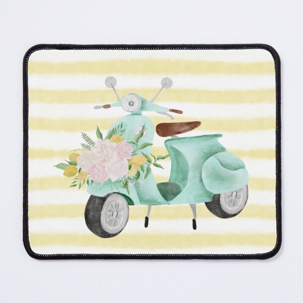 Item preview, Summer Yellow & Floral Stripe With Scooter From The Nassau Bahamas Collection designed and sold by twigandmeadow.