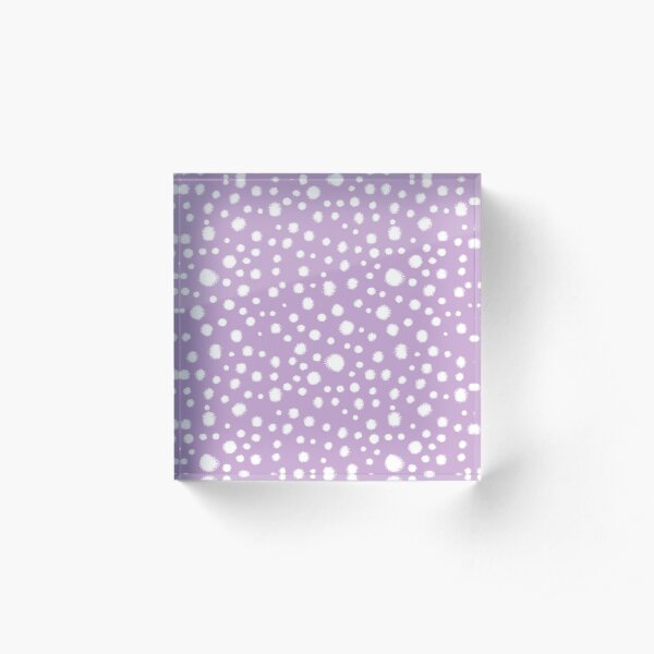 Minimal dots dotted pattern painted dot lilac purple and white minimalist art and decor by CharlotteWinter Acrylic Block
