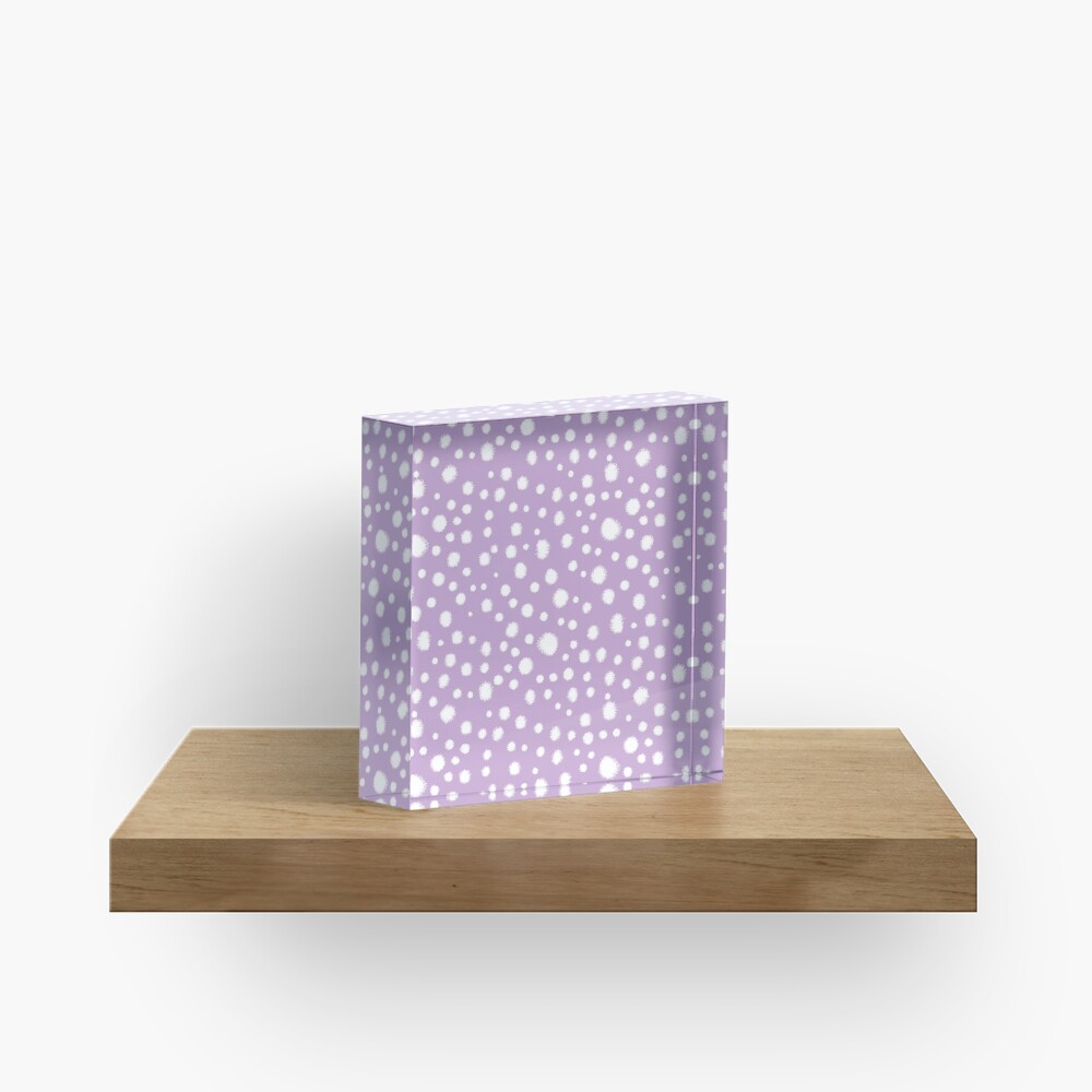 Minimal dots dotted pattern painted dot lilac purple and white minimalist art and decor by CharlotteWinter Acrylic Block