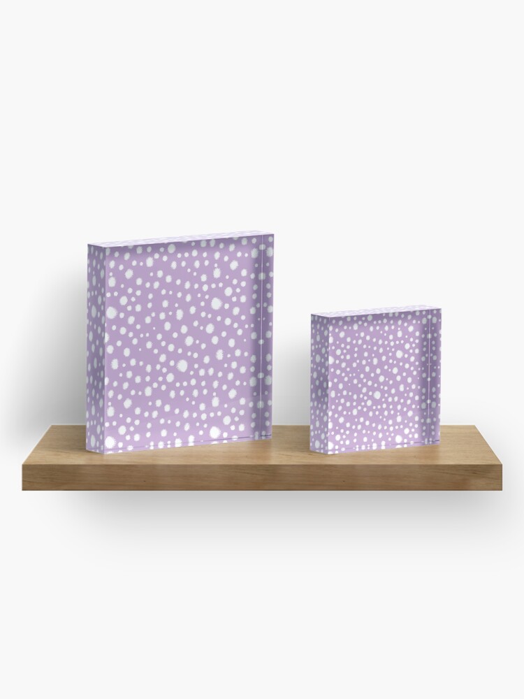 Alternate view of Minimal dots dotted pattern painted dot lilac purple and white minimalist art and decor by CharlotteWinter Acrylic Block