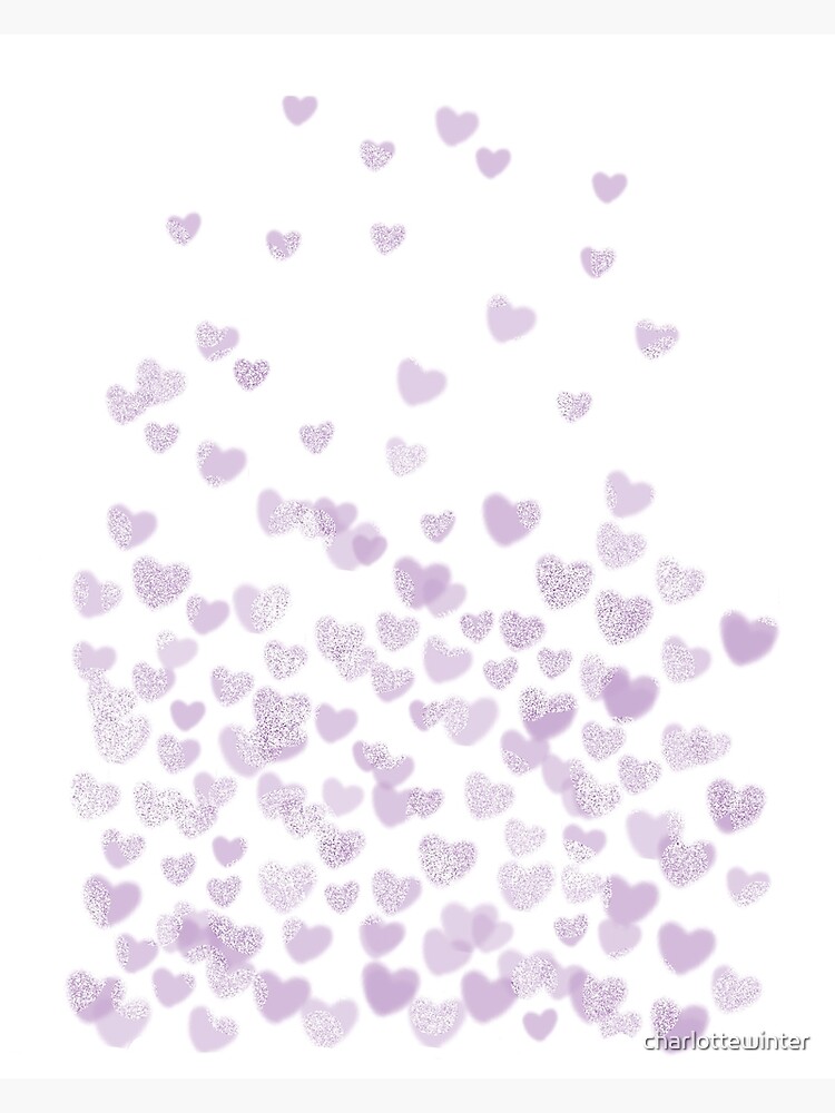 Hearts falling painted pastels purple heart pattern minimal art print nursery baby art by CharlotteWinter by charlottewinter