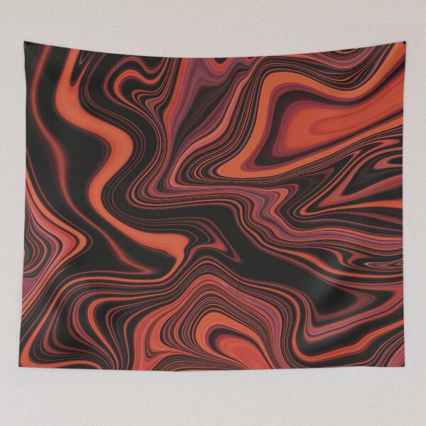 Item preview, Orange Red & Black Marble designed and sold by Lucky-Town-Art.