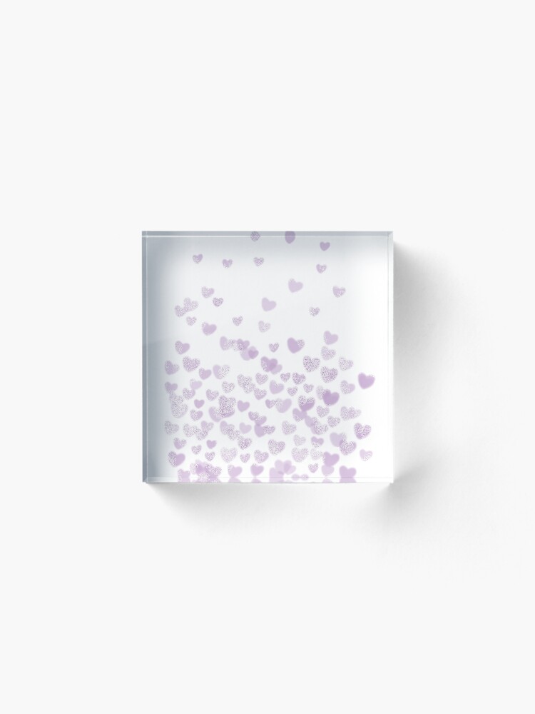 Alternate view of Hearts falling painted pastels purple heart pattern minimal art print nursery baby art by CharlotteWinter Acrylic Block