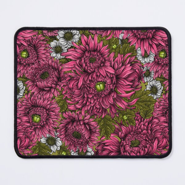 Item preview, Pink and white chrysanthemum flowers and green bettles designed and sold by Katerina Mitkova Kirilova.