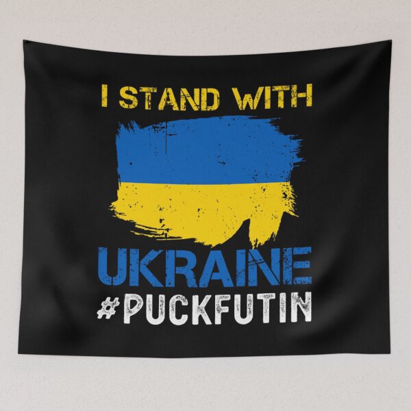 Item preview, Flag I Stand With Ukraine Flag Puck Futin Distressed designed and sold by BufFord71.