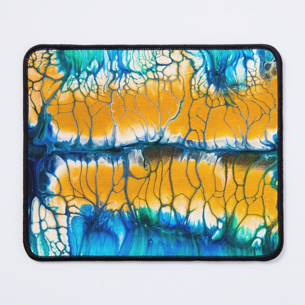 Item preview, Abstract Acrylic Pouring Landscape Blue and Gold designed and sold by mhfoto.