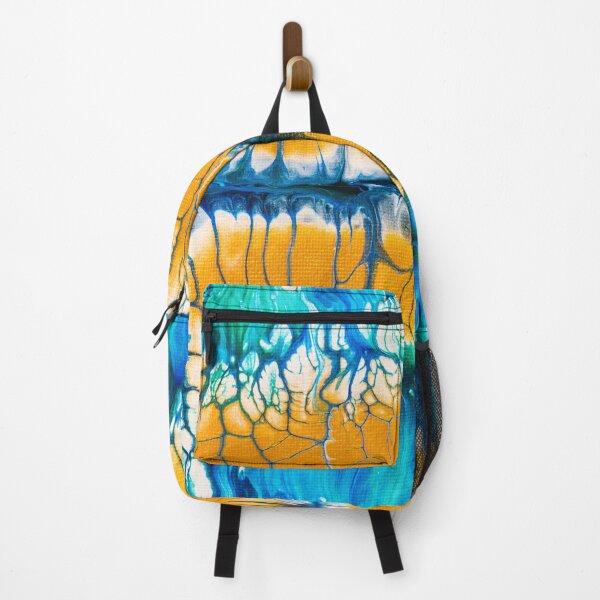 Item preview, Abstract Acrylic Pouring Landscape Blue and Gold designed and sold by mhfoto.