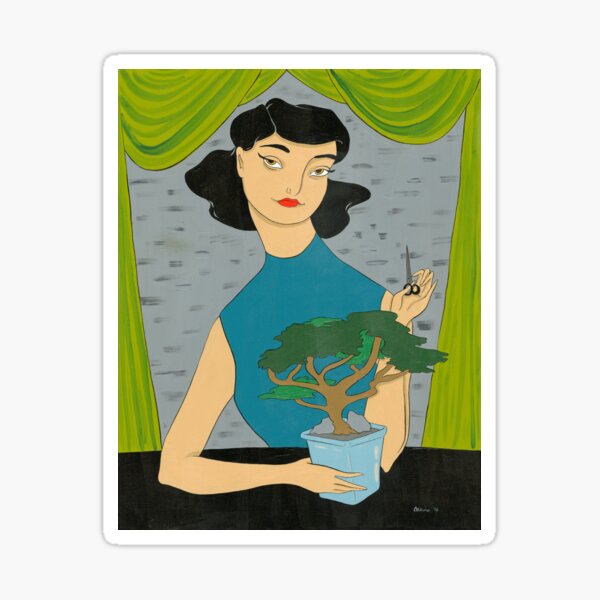Girl with Bonsai Sticker