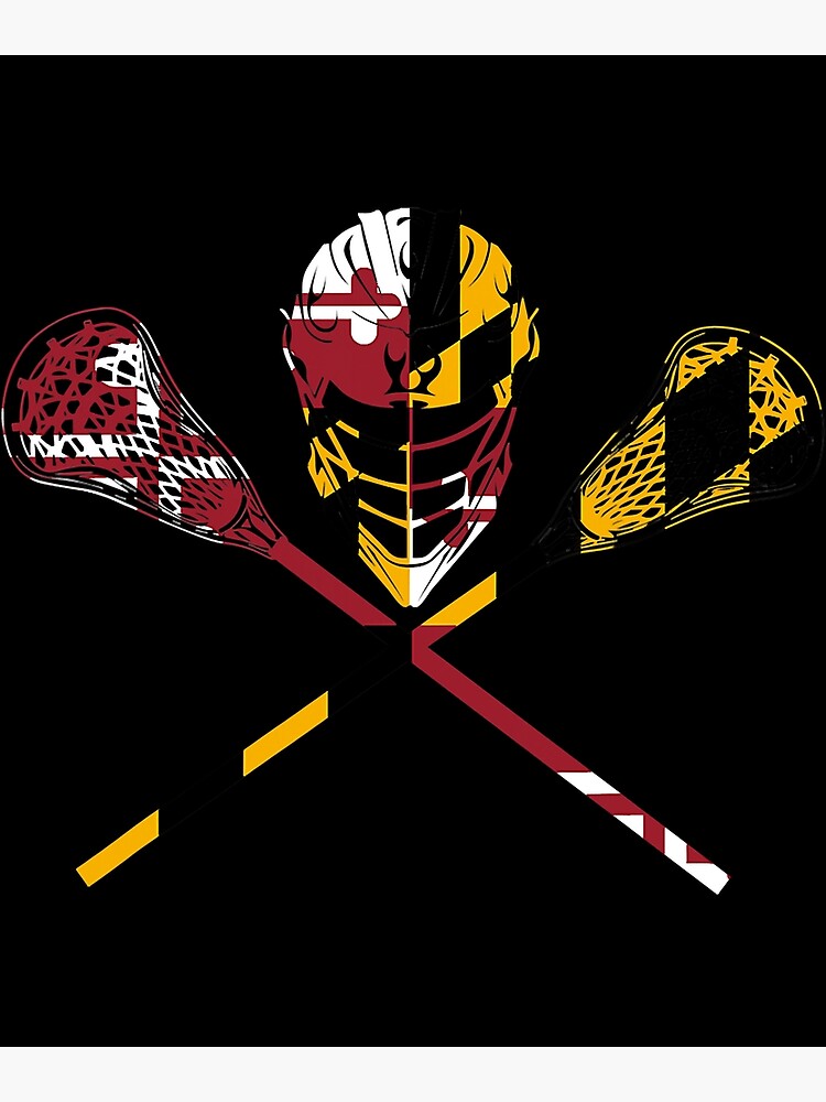Disover Maryland Flag Lacrosse Boys Men's Women's College LAX Stick Premium Matte Vertical Poster