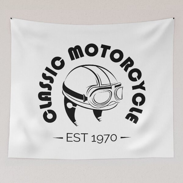 Item preview, Classic motorcycles with retro helmet - motorcycle helmet logo designed and sold by AndreMi.