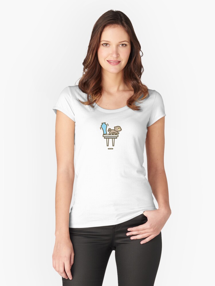 Thumbnail 1 of 3, Fitted Scoop T-Shirt, Cat Moment: Cattitude designed and sold by PaolaOpal.
