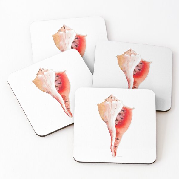 Item preview, Delicate Red Seashell Lightning Whelk Art designed and sold by Sharon Cummings Art.