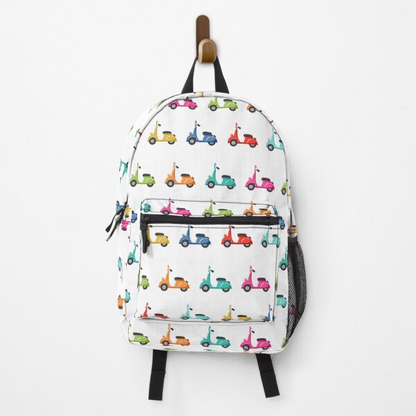 Multi colour moped print Backpack