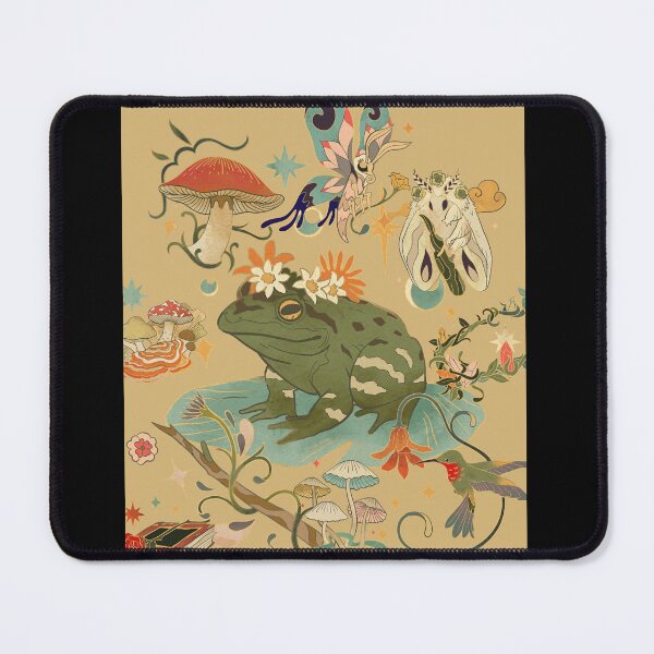 Item preview, Magical Toad & Flowers Antique Cottage Core Design designed and sold by EarthArtDesigns.
