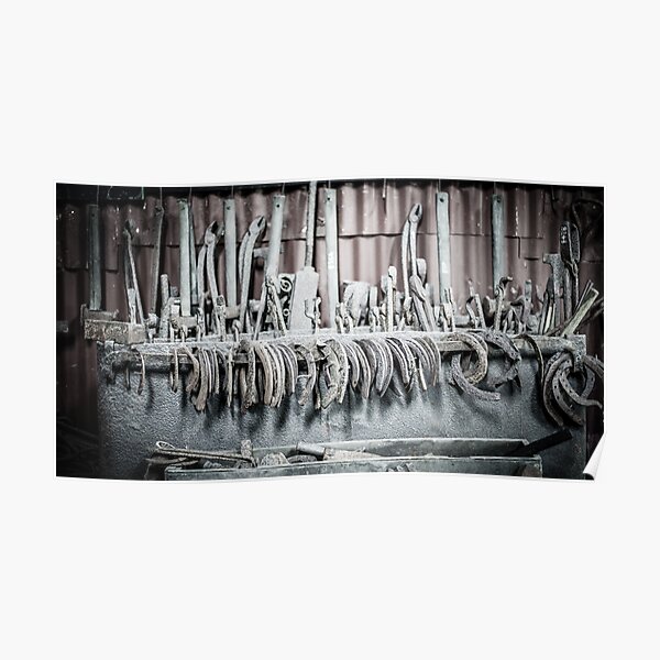 Horseshoes at the Blacksmiths Shop Poster
