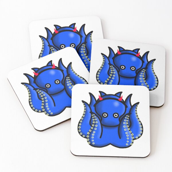 Item preview, blue octopus with devil horns designed and sold by octo-PS.