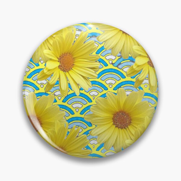 Item preview, YELLOW DAISY FLOWERS PATTERNS YELLOW-BLUE ART   designed and sold by sharlesart.