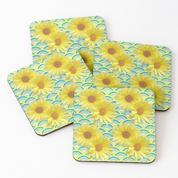 Item preview, YELLOW DAISY FLOWERS PATTERNS YELLOW-BLUE ART   designed and sold by sharlesart.