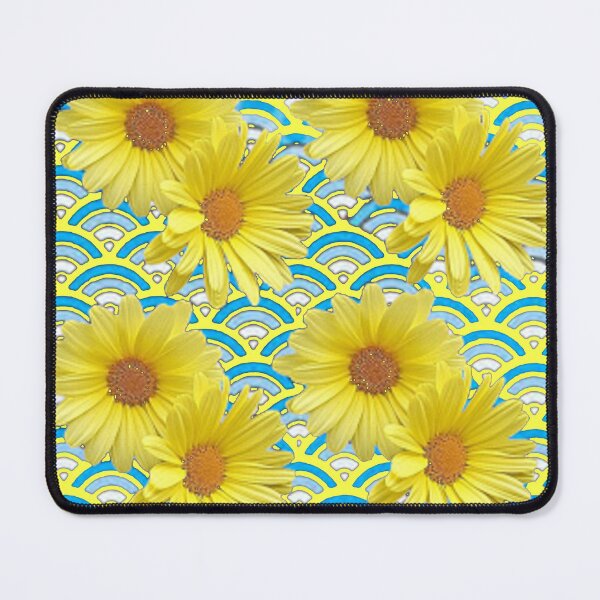 Item preview, YELLOW DAISY FLOWERS PATTERNS YELLOW-BLUE ART   designed and sold by sharlesart.