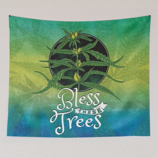 Item preview, Bless these trees green yellow blue-Marijuana plant-Beautiful abstract cannabis-Stoner Art designed and sold by YomeHayin.