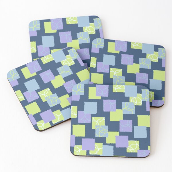 Item preview, Abstract sticky notes in honeydew melon green, navy blue, lavender sky blue mod squares designed and sold by FrancesPoff.