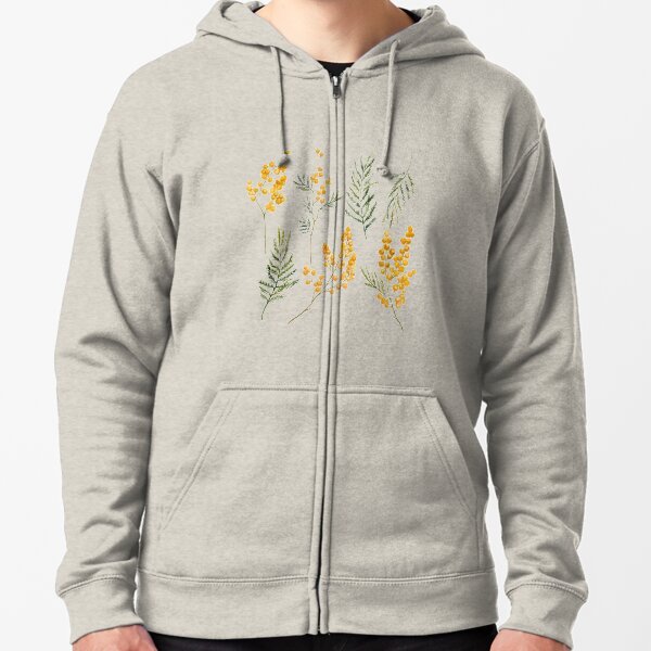 Mimosa yellow wattle spring flowers Zipped Hoodie