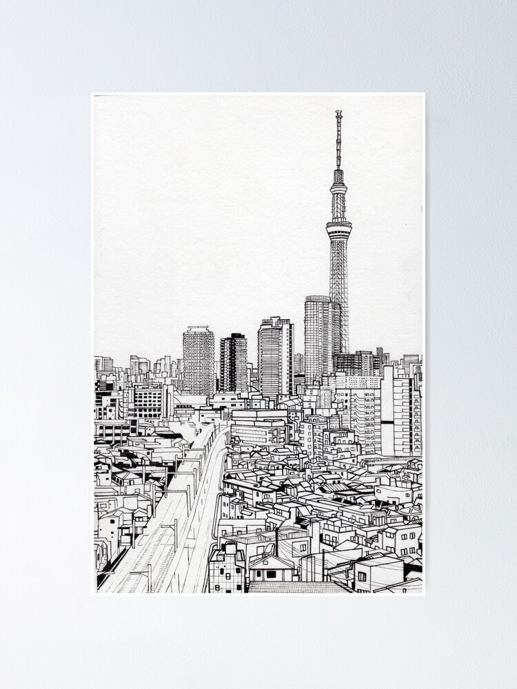 Tokyo Japan Sketch Cityscape Art