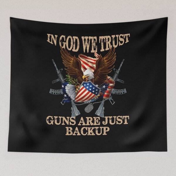 Item preview, In God We Trust The Guns Are Just Backup Christian Veteran designed and sold by Dressed For  Duty.