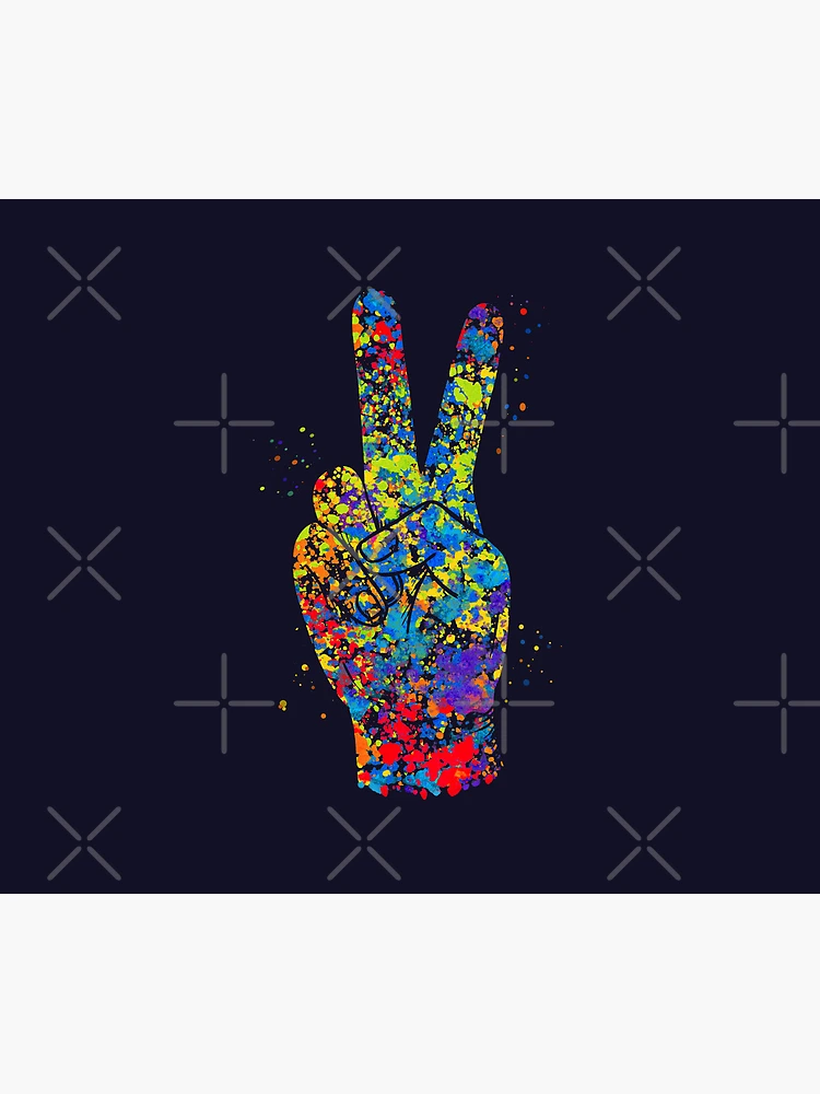 Thumbnail 5 of 5, Mouse Pad, Colorful Hand Peace Sign - Color Splashed Hand Sign designed and sold by molamode.