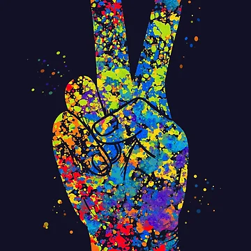 Artwork thumbnail, Colorful Hand Peace Sign - Color Splashed Hand Sign by molamode