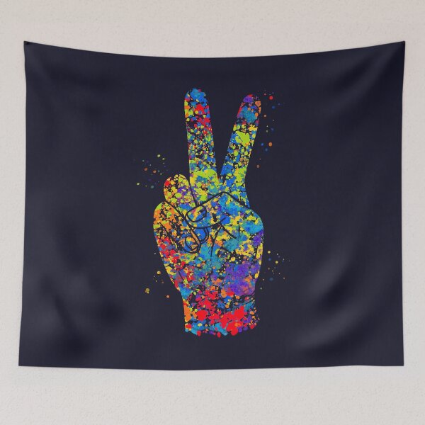 Item preview, Colorful Hand Peace Sign - Color Splashed Hand Sign designed and sold by molamode.